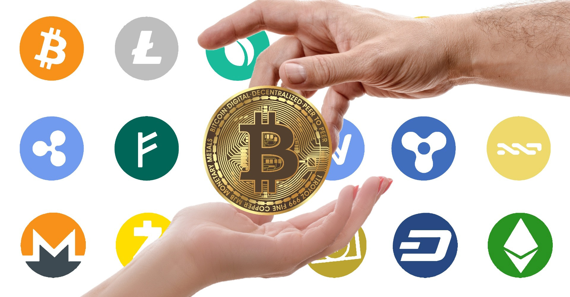 Logos des principales cryptomonnaies|